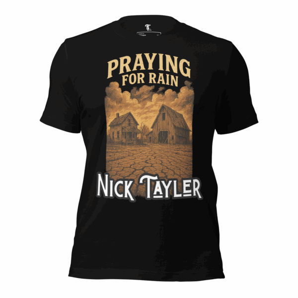 Praying For Rain Brown Farm Black Tee